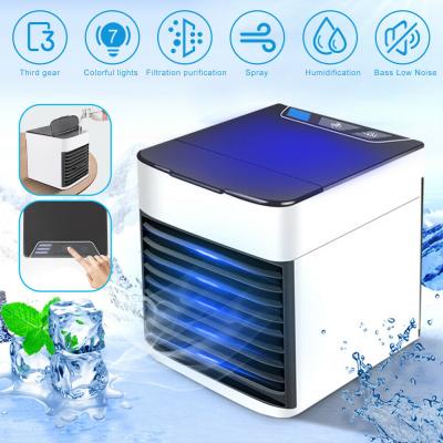 China Mini Portable Air Conditioner Household Air Cooler Humidifier Purifier 7 Colors LED USB Air Cooling Multifunctional Desktop Home Fan for sale