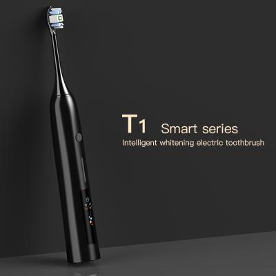 China T1 Sonic Upright Oscillation Brush Toothbrush Color Screen Display Color Screen Soft Hair Factory OEM OEM Charging Magnetic Levitation for sale