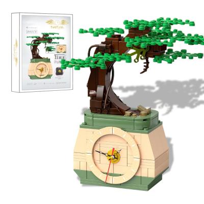 China Building Toy 217pcs Bonsai Tree Botanical Model With Clock Building Blocks Educational Assemble Toys For Children for sale