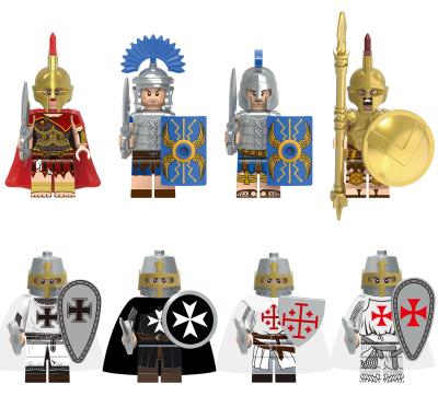 China Medieval Knight Templar Bricks Toys Figure Spartan Warrior Roman Soldier Hero Army Knight Building Toy 8pcs/set Compatible With LegoINGlys for sale