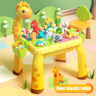 China Construction Toy Building Blocks Desk Chair with 2 Storage Boxes Smart Creative Multi Activity Table Learning Table Reading Desk with Light for sale