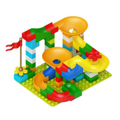 China Construction Toy Marble Run Race 80pcs Set Big Size Building Block Kits Funnel Slide DIY Play STEM Learning Construction Kids Educational Toys for sale