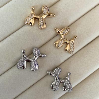 China Gold Plating Fashion Jewelry TRENDY Yellow Puppy Shaped Surface With Zircon Earrings Brass Copper Jewelry for sale