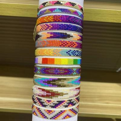 China FASHIONABLE wholesale adjustable jewelry wide handmade seed bead bracelets Miyuki bracelet bead rainbow women colorful bracelets for sale