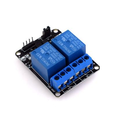 China #383A 5V 2 Channel Relay Module Low Level Triggered Bidirectional 2CH Relay Module With Optical Coupler 50.5mm(Length)*38.5mm(Width)*18.5(Height) for sale