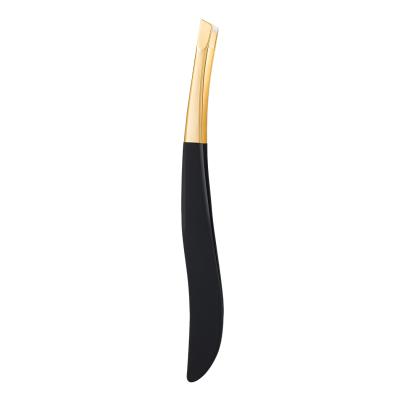 China Best Selling Oblique Tip Black Gold Slanted Tip Eyebrow Tweezers for sale