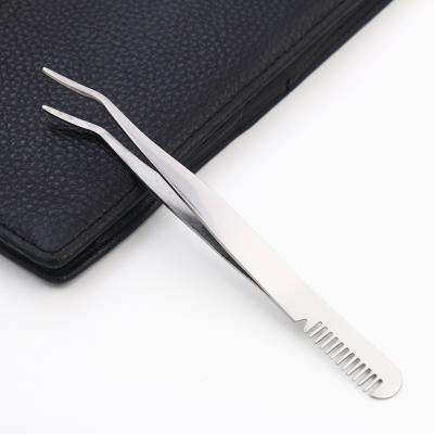 China Eyebrow Tweezers Pointed Tip Type Use Gold Eyelash Extension Tweezers Volume Wick Tweezers And Tip Eyebrow With Comb for sale