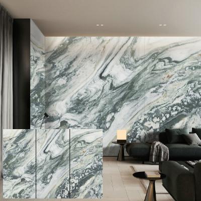 China Large format 1200x2400x6mm eco-friendly porcelain bathroom slab tiles thin rustic green marble ceramic walls and floors prices for sale