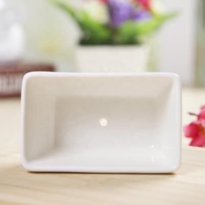 China Modern Ceramic Plant Pots Customize White Modern Flower Pot Trapezpoid Rectangular Shaped Modern Pots for sale