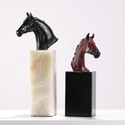 China Europe Casting Bronze Horse Head Statue For Home Decoration Horse Head Animal Model Sculpture for sale