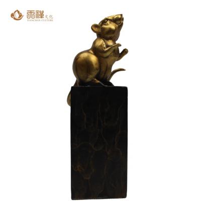 China China Cast Handmade Zodiac Feng Shui Animal Rat Animal Brass Statue Mouse Statue Crafts Statues for sale