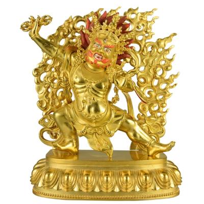 China Europe Wholesale Tibetan Buddha Statue Hand Casting Vajrapani Buddha Brass Gold for sale