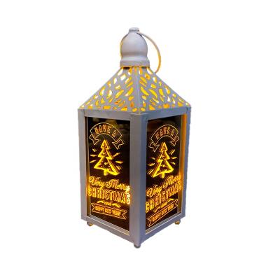 China Eid Ramadan Muslim Mosque Lamp Gifts Mubarak Iron Wind Lamp Christmas Gold Decorative Small Lights Set Home Lighting Decoration for sale