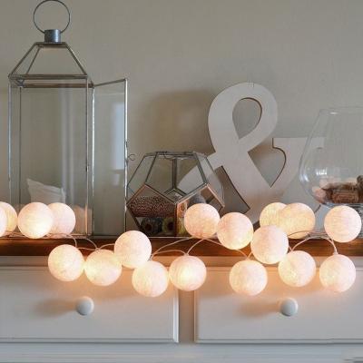 China Balls Factory Selling 3m Cotton Ball String Light Balls Around Color Christmas Ornaments Balls Lights Led String For Party Decoration for sale