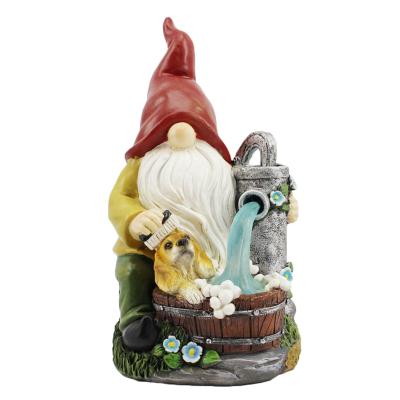 China Europe Gnome Sculpture Garden Ornaments Elf Dwarf Solar LED Light Opens Outdoor Home Decoration Ornaments Figurines for sale