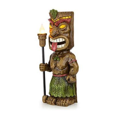 China Outdoor Garden Decor LED Statue Maya Totem Outdoor Decorative Lamp Tiki God Solar Powered Europe Resin Figurine With Torch for sale