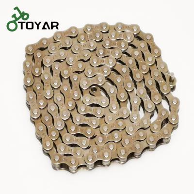 China Toyar Bicycle Chain 6/7/8 Speed ​​Steel Bike Chain 1/2 x 3/32 Inch 116 Links Brown Color for sale