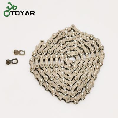 China Toyar Bicycle Chain 11 Speed ​​Replacement Bike Steel Chain Silver Color 1/2 x 11/128 Inch With Magic Buckle for sale