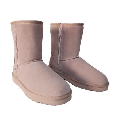 China Wholesale Fashion Trend New Arrival Zipper Sheepskin Fur Women Snow Boots For Winter Leather for sale