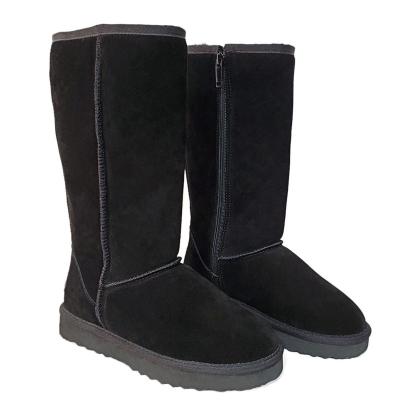 China Fashion Trend Big Sheepskin Long Striped Double Face Women Fur Winter Boots Female Warm With Zipper Suede Ankle High Quality Snow Boots for sale