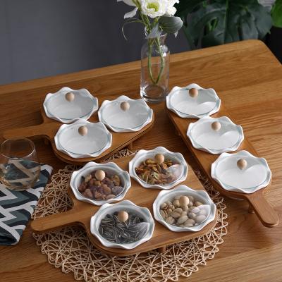 China Creative Household Tray Snack Stocked White Ceramic Serving Dish Ceramic Dish For Dried Fruit for sale