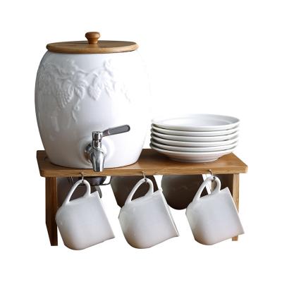 China Sustainable Ceramic Water Pitcher Set Ceramic Jug With Coffee Cup Support Set White Water Household Wholesale All-season Pots And Kettles Not for sale