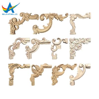 China EUROPEAN Customized Wood Carved Appliques Corner Decorative Wood Onlays Wood Carving Appliques Carving Crafts for sale