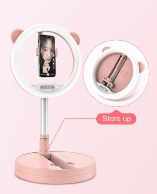 China Photogrphy Live G2 11 Inch Portable Ear Touch Control Selfie RingLight USB Charging Aluminum Ear Cell Phone Pink Holder for sale