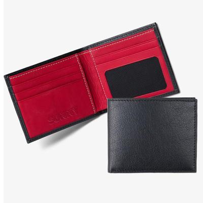 China Custom RFID Full Grain Bifold Slim Grain RFID Wallet Premium Genuine Leather Wallet Genuine Leather Wallet for sale