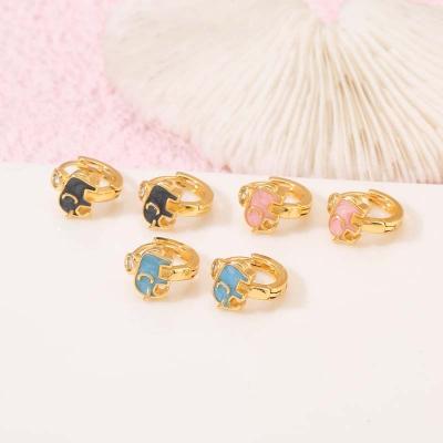 China FASHIONABLE Delicate and Beautiful Enamel Elephant Shape 14K Gold Plated Small Huggie Hoop Earrings Wholesale for sale