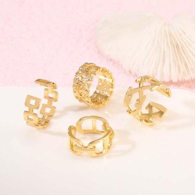 China New FASHIONABLE Hot Selling 14K Gold Plated Punk Finger Ring Statement Jewelry For Women for sale