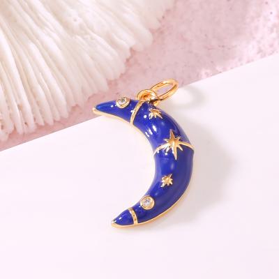 China Factory Wholesale FASHIONABLE Gold Plated Enamel Crescent Moon Charm For DIY Jewelry Making for sale