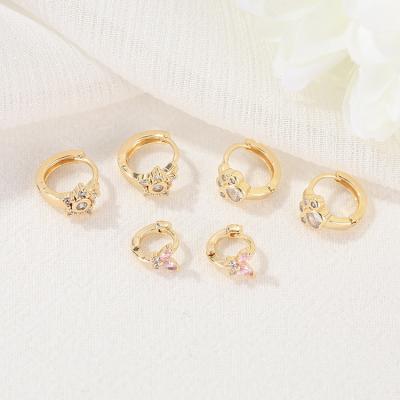 China TRENDY 14K Gold Plated Zircon Butterfly Star Shape Personalized Small Circle Huggie Earrings Women for sale