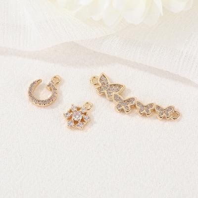 China CUSTOMER REVIEWS (0)‎ Custom Fashion Butterfly Snowflake Moon Shape Zircon Micro Pave Tasty Charms For Jewelry Making for sale