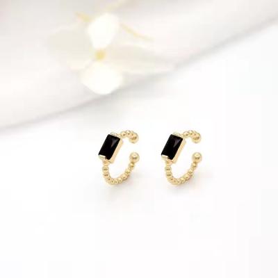 China TRENDY Fashion Design 14K Gold Plated Inlaid White Black Zircon Ear Cuff for sale