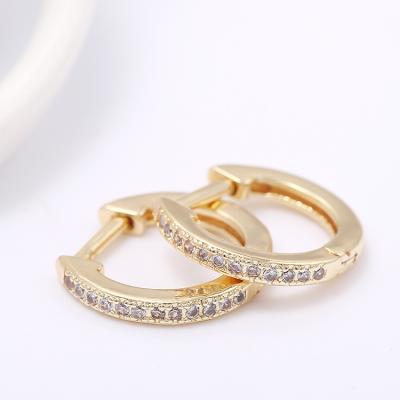 China TRENDY Fashion Design 14K Gold Plated Inlaid Zircon Round Shape Huggie Hoop Earrings for sale