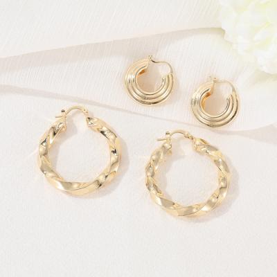 China TRENDY Fashion High Quality Brass 14K Gold Plated Big Circle Twisted Earrings for sale