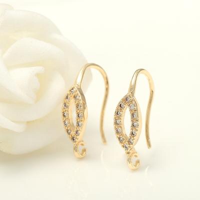 China Jewelry Making Unique Design 14K Gold Plated Earring Hooks With Cubic Zircon for sale