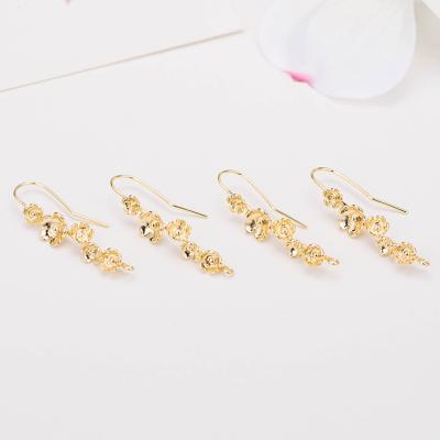 China Hot Selling DIY Jewelry Accessory New Design 14k Gold Plated Jewelry Accessories Rose Shape Long Earring Hooks for sale