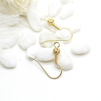 China Wholesale 100PCS 14K Gold Plated Per Bag Flower Ball Shape Earring Hooks 16*26mm for sale