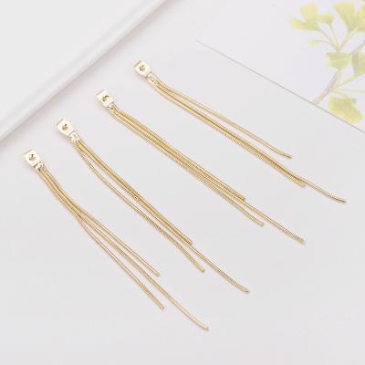 China Factory Wholesale E-Co Friendly Gold Plated Long Chain Tassel Earplugs Stud Earring Back Cap for sale