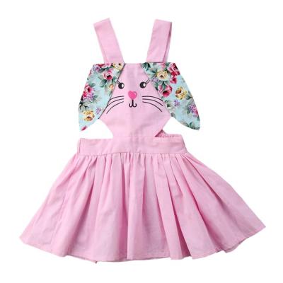 China Summer Breathable Hot Sale Rabbit Floral Sleeveless Easter Baby Clothes Princess Dress for sale