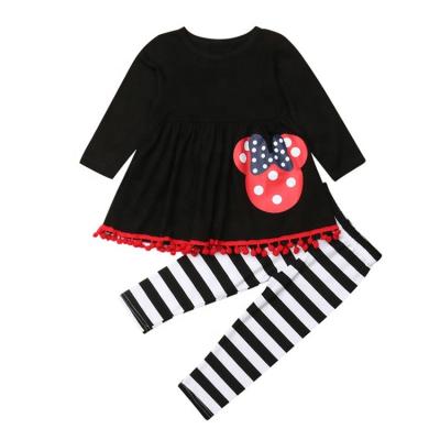 China Sweet Autumn Winter Babies Kids Christmas Thanksgiving Cartoon Striped Panty Boutique Clothing Outfit for sale