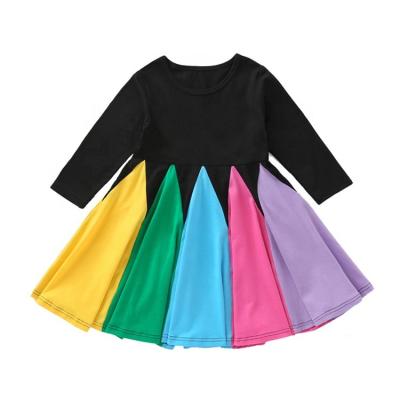 China Breathable Hot Sale Round Neck Match Rainbow Baby Long Sleeve Dress Dress for sale