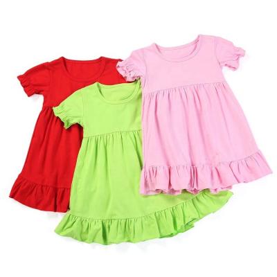 China Wholesale Cotton Summer White Toddler Solid Color Shorts Breathable 100% Breathable Sleeve Babies Little Ones Ruffle Dress for sale