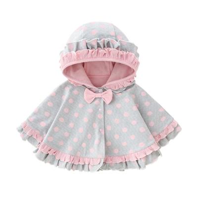 China Fashion Autumn Winter Toddler Baby Cotton Breathable Clothes Lace Up Dot Poncho Cloak Coat Hooded Jacket for sale