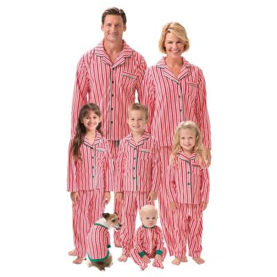 China New Soft Autumn Winter Adult Women Men Children Stripe Sleepwear Nightgowns Family Christmas Matching Pajamas for sale