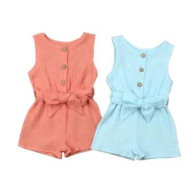 China Summer Breathable Baby Clothes Sleeveless Home Soft Cotton Jumpsuit Kids Gift Dress Rompers Age 0-18 for sale