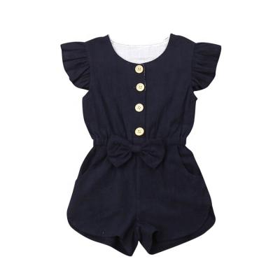 China 100% Cotton Summer Toddler Kids Babies Clothes 100% Cotton Ruffles Sleeveless One Piece Jumpsuit Romper for sale