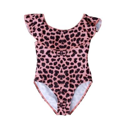 China Sexy hot viable summer leopard swimsuit girls cartoon print little girl swimwear for girls 7-16 for sale